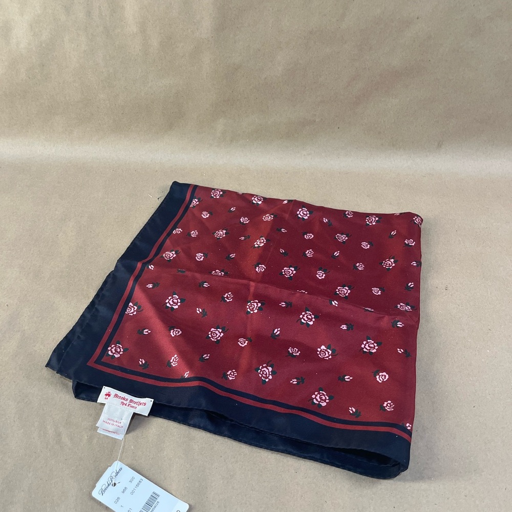 NWT Brooks Brothers Red & Black Floral Silk Scarf